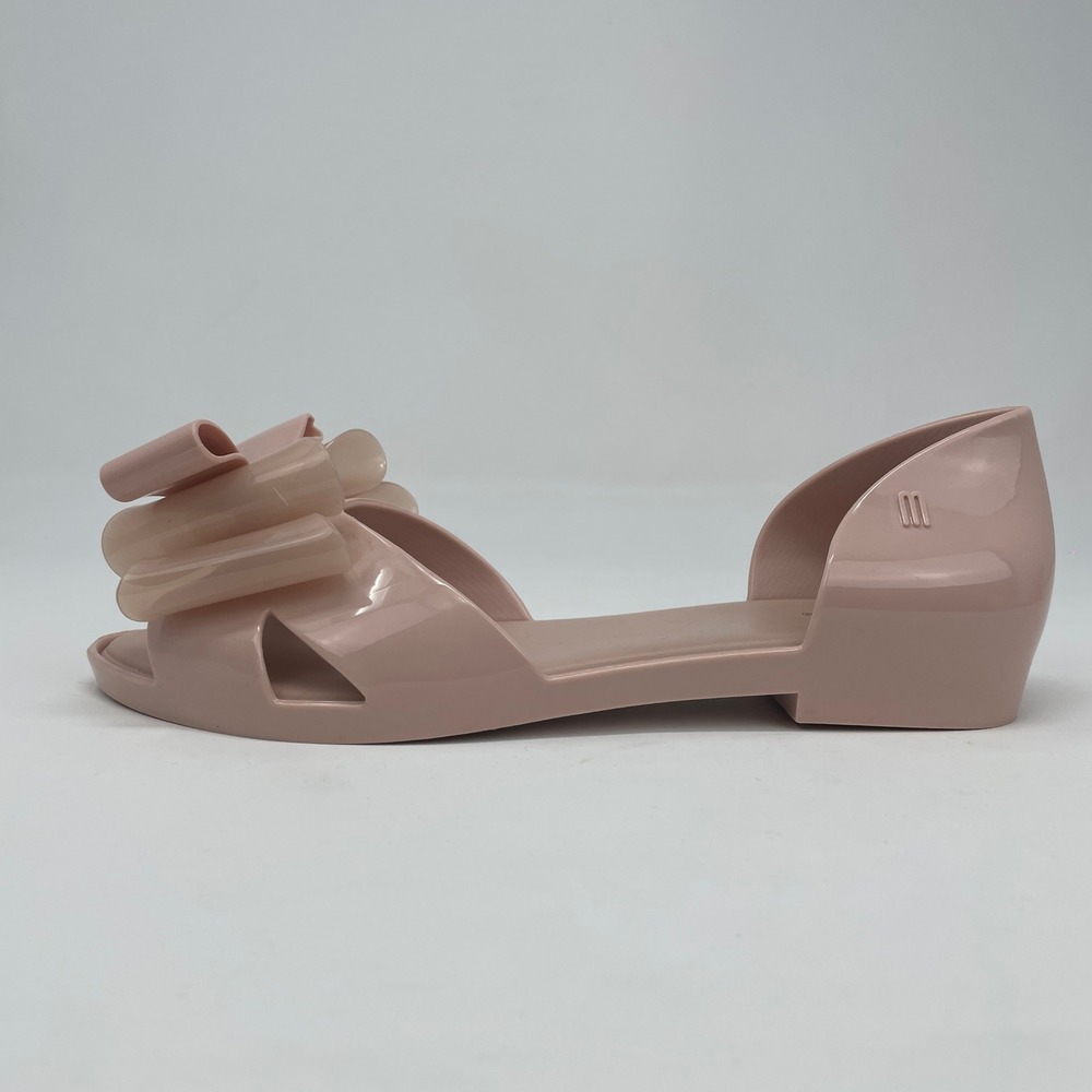 Melissa Seduction Bow Blush Pink dOrsay Jelly Sandals Sz 7 Flats Scented Read